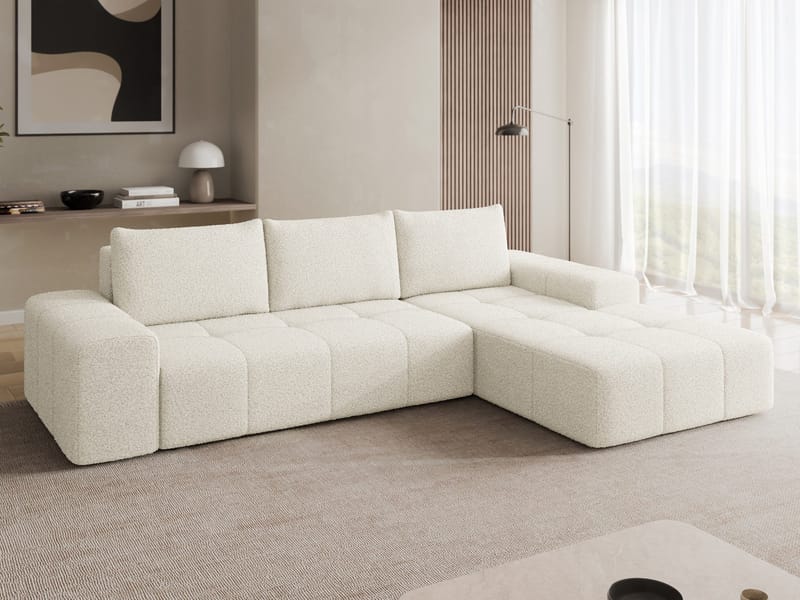 Falor 3-sits Bäddsoffa med divan Högervänd - Benvit - Möbler - Soffa - Bäddsoffa - Hörnbäddsoffa