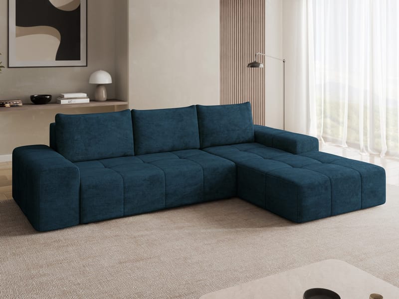 Falor 3-sits Bäddsoffa med divan Högervänd - blå - Möbler - Soffa - Bäddsoffa - Hörnbäddsoffa