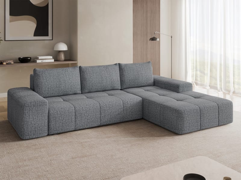 Falor 3-sits Bäddsoffa med divan Högervänd - grå - Möbler - Soffa - Bäddsoffa - Hörnbäddsoffa
