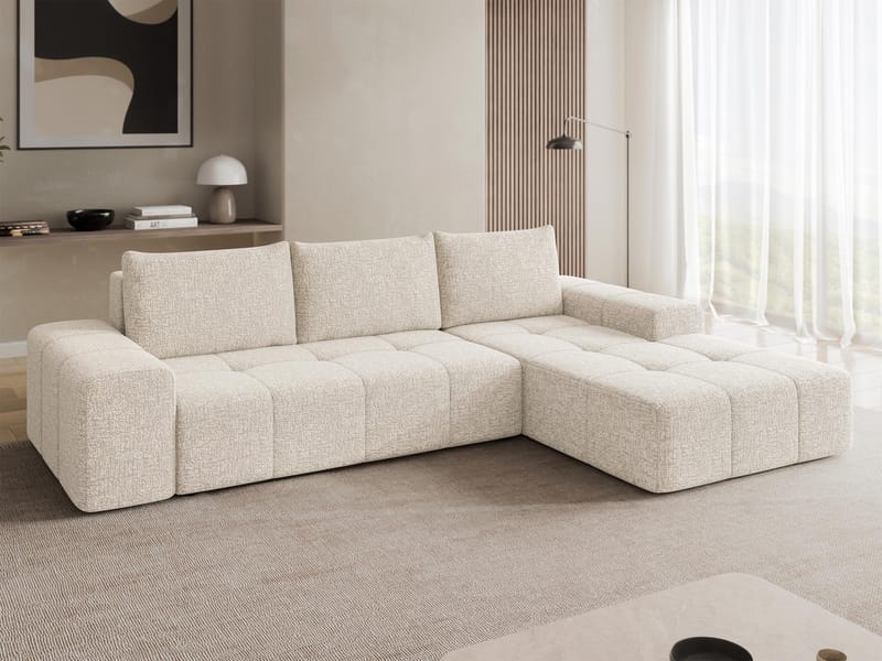 Falor 3-sits Bäddsoffa med divan Högervänd - Ljusbeige - Möbler - Soffa - Bäddsoffa - Hörnbäddsoffa