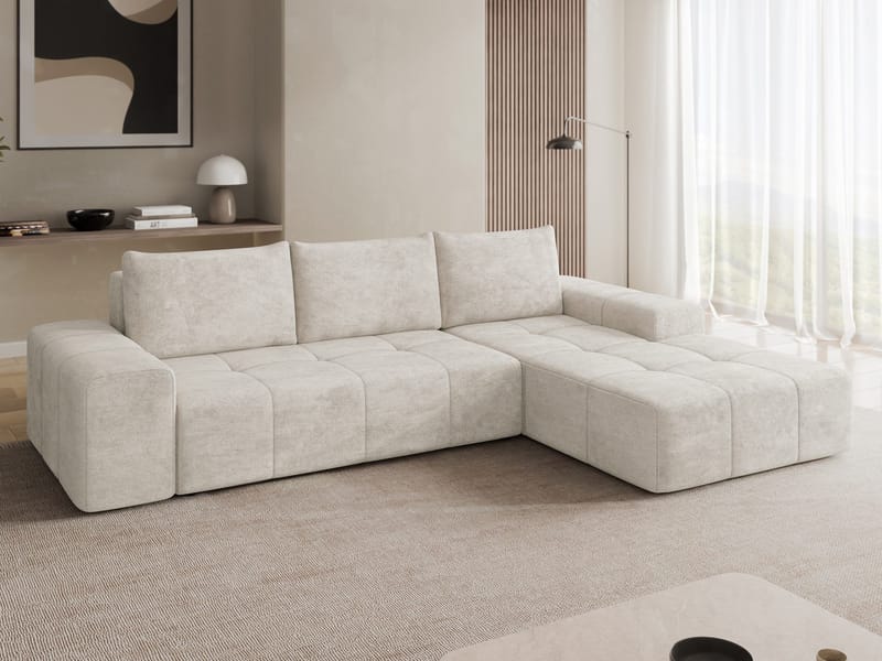 Falor 3-sits Bäddsoffa med divan Högervänd - Ljusgrå - Möbler - Soffa - Bäddsoffa - Hörnbäddsoffa