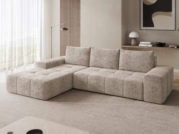 Falor 3-sits Bäddsoffa med Divan Vänster och Förvaring - Beige - Möbler - Soffa - Bäddsoffa - Hörnbäddsoffa