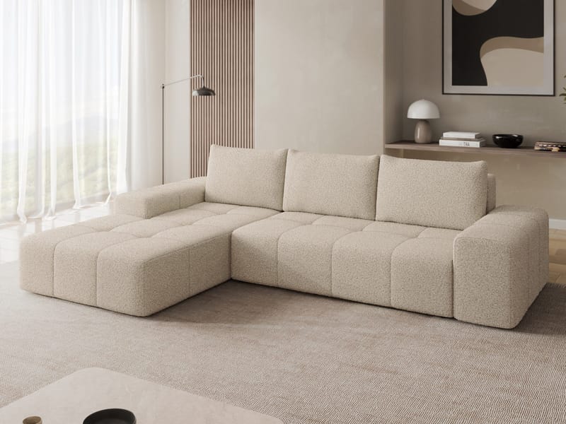 Falor 3-sits Bäddsoffa med divan Vänstervänd - Beige - Möbler - Soffa - Bäddsoffa - Hörnbäddsoffa