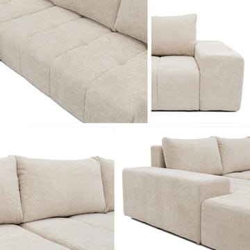 Falor 3-sits Bäddsoffa med divan Vänstervänd - Beige - Möbler - Soffa - Bäddsoffa - Hörnbäddsoffa