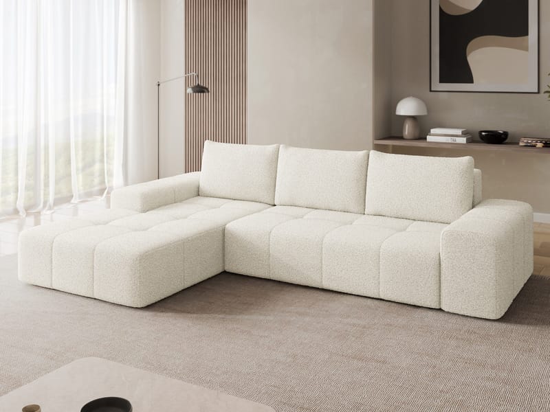 Falor 3-sits Bäddsoffa med divan Vänstervänd - Benvit - Möbler - Soffa - Bäddsoffa - Hörnbäddsoffa
