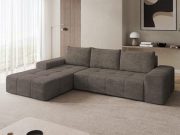 Falor 3-sits Bäddsoffa med divan Vänstervänd - brun - Möbler - Soffa - Bäddsoffa - Hörnbäddsoffa