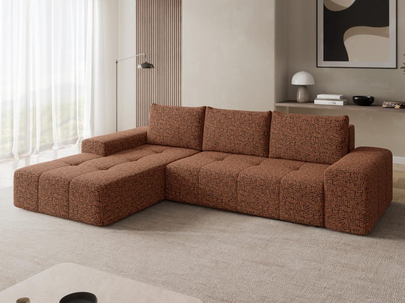 Falor 3-sits Bäddsoffa med divan Vänstervänd - brun - Möbler - Soffa - Bäddsoffa - Hörnbäddsoffa