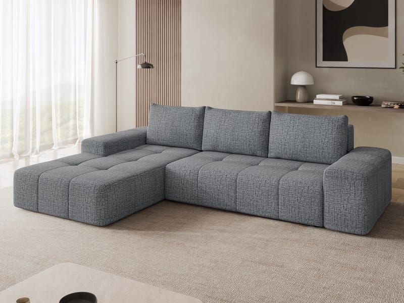 Falor 3-sits Bäddsoffa med divan Vänstervänd - grå - Möbler - Soffa - Bäddsoffa - Hörnbäddsoffa