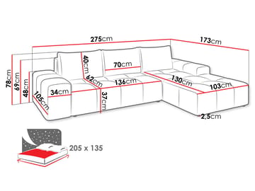 Falor 3-sits Bäddsoffa med divan Vänstervänd - Ljusbeige - Möbler - Soffa - Bäddsoffa - Hörnbäddsoffa