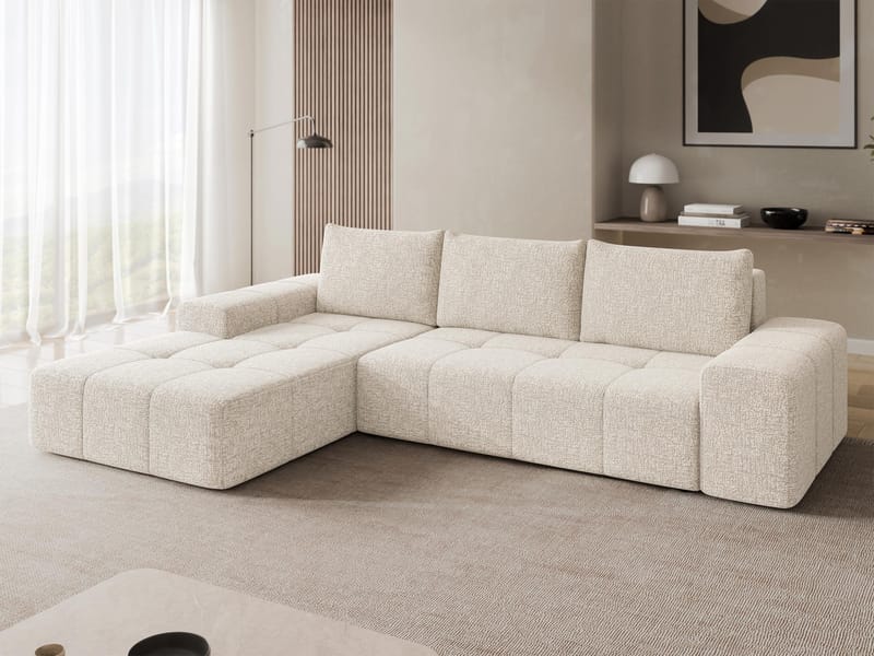 Falor 3-sits Bäddsoffa med divan Vänstervänd - Ljusbeige - Möbler - Soffa - Bäddsoffa - Hörnbäddsoffa