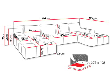 Falor 5-sits U-formad bäddsoffa - Beige - Möbler - Soffa - Bäddsoffa - Hörnbäddsoffa