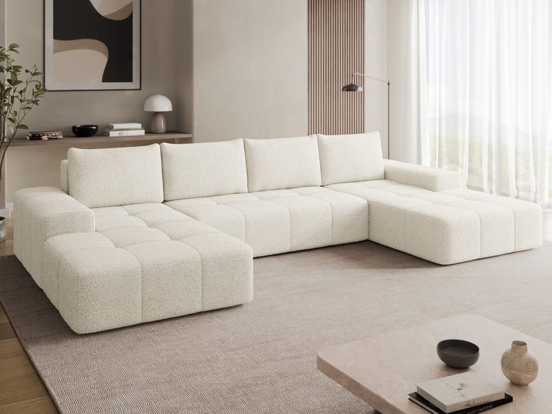 Falor 5-sits U-formad bäddsoffa - Benvit - Möbler - Soffa - Bäddsoffa - Hörnbäddsoffa