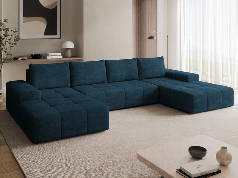 Falor 5-sits U-formad bäddsoffa - blå - Möbler - Soffa - Bäddsoffa - Hörnbäddsoffa