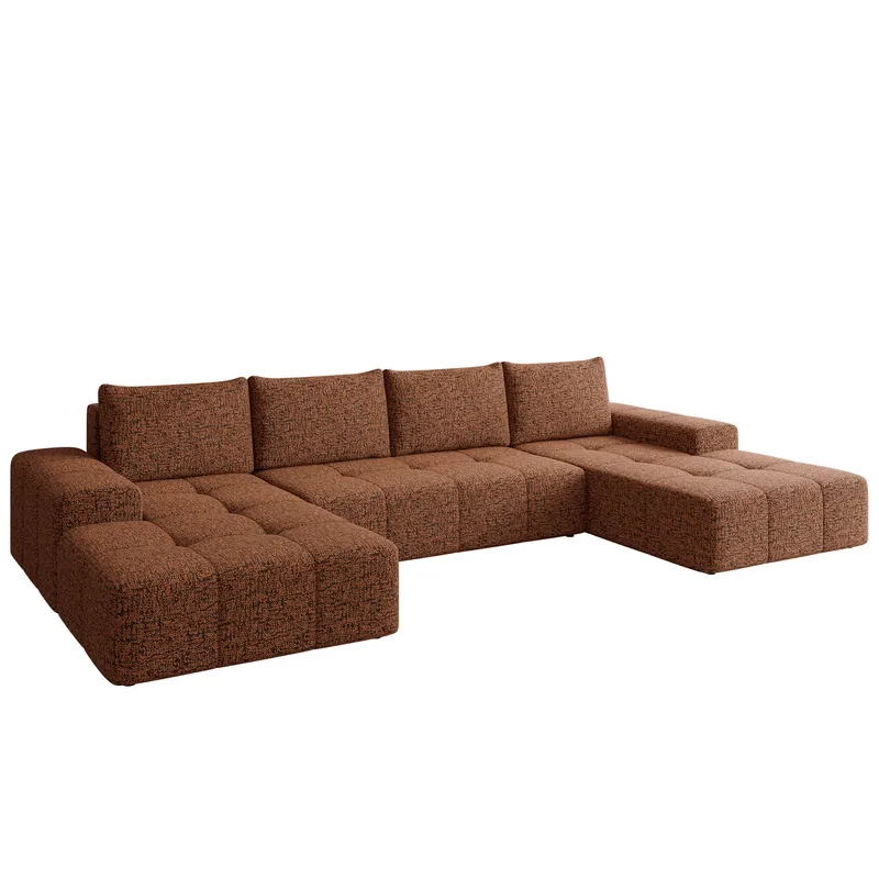 Falor 5-sits U-formad bäddsoffa, brun