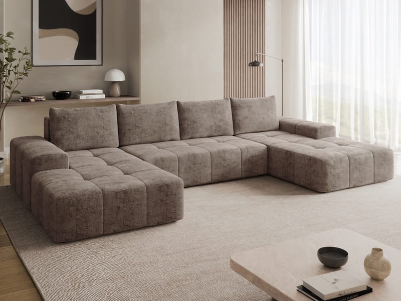 Falor 5-sits U-formad bäddsoffa - Brun - Möbler - Soffa - Bäddsoffa - Hörnbäddsoffa