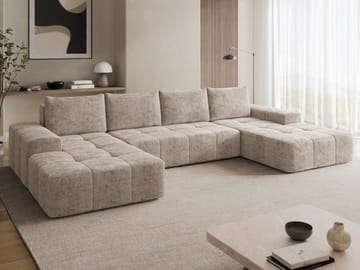 Falor 5-sits U-formad Bäddsoffa med Förvaring - Beige - Möbler - Soffa - Bäddsoffa - Hörnbäddsoffa