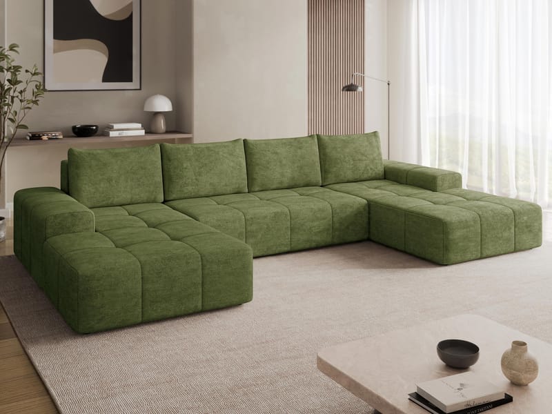 Falor 5-sits U-formad Bäddsoffa med Förvaring - Grön - Möbler - Soffa - Bäddsoffa - Hörnbäddsoffa