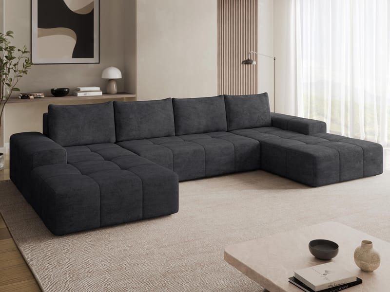 Falor 5-sits U-formad Bäddsoffa med Förvaring - Svart - Möbler - Soffa - Bäddsoffa - Hörnbäddsoffa