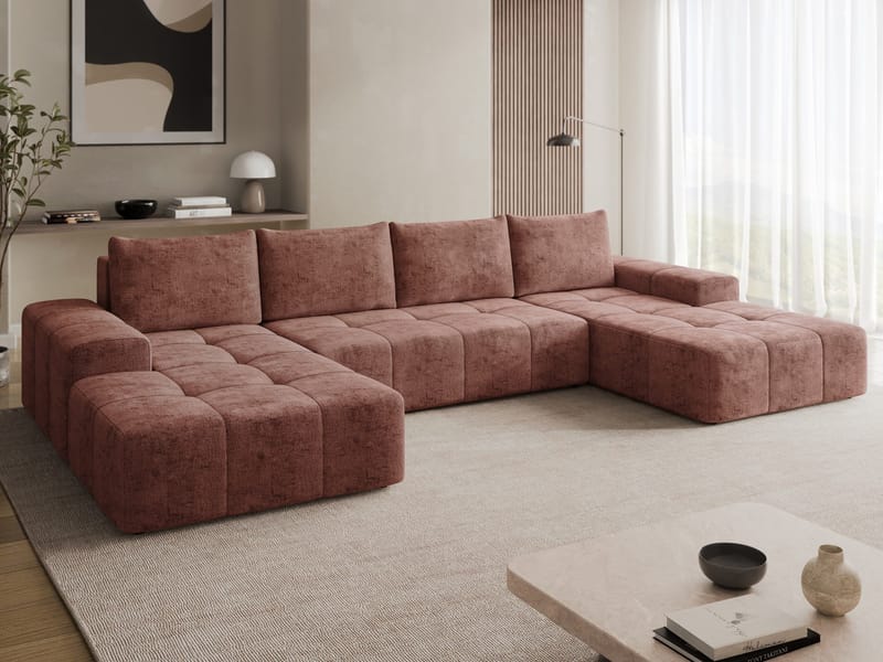 Falor 5-sits U-formad bäddsoffa - rosa - Möbler - Soffa - Bäddsoffa - Hörnbäddsoffa