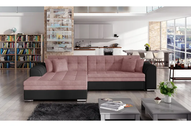 Falseti Bäddsoffa - Rosa/Svart - Möbler - Soffa - Bäddsoffa - Hörnbäddsoffa