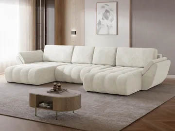 Faro 4-sits U-Bäddsoffa med förvaring - Beige - Möbler - Soffa - Bäddsoffa - Hörnbäddsoffa