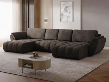 Faro 4-sits U-Bäddsoffa med förvaring - Brun - Möbler - Soffa - Bäddsoffa - Hörnbäddsoffa