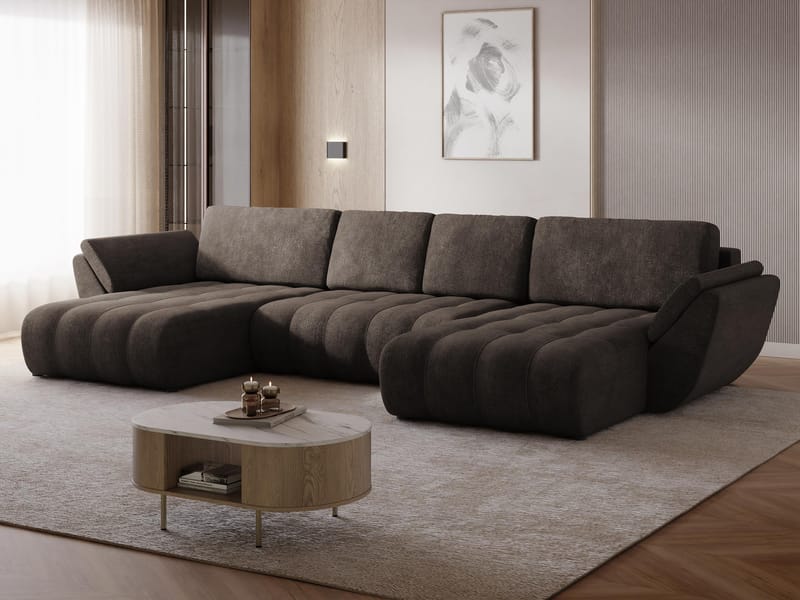 Faro 4-sits U-Bäddsoffa med förvaring - Brun - Möbler - Soffa - Bäddsoffa - Hörnbäddsoffa