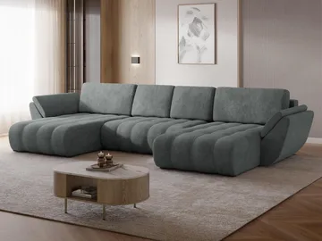 Faro 4-sits U-Bäddsoffa med förvaring - Grå - Möbler - Soffa - Bäddsoffa - Hörnbäddsoffa