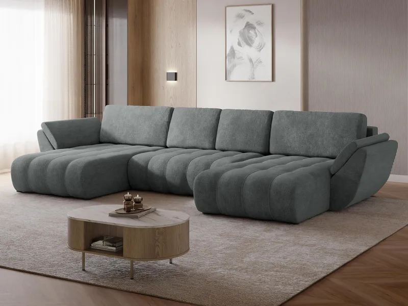 Faro 4-sits U-Bäddsoffa med förvaring - Grå - Möbler - Soffa - Bäddsoffa - Hörnbäddsoffa