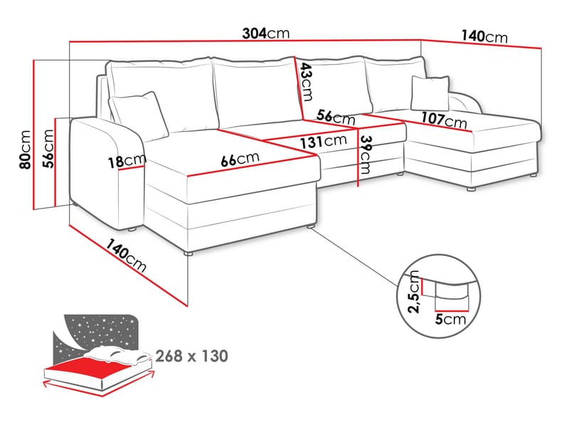 Faro 4-sits U-Bäddsoffa med förvaring - Möbler - Soffa - Bäddsoffa - Hörnbäddsoffa