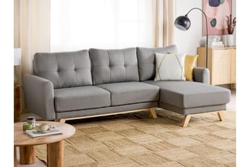 Faustin Hörnbäddsoffa 3-sits - Grå/Ljust trä - Möbler - Soffa - Bäddsoffa - Hörnbäddsoffa