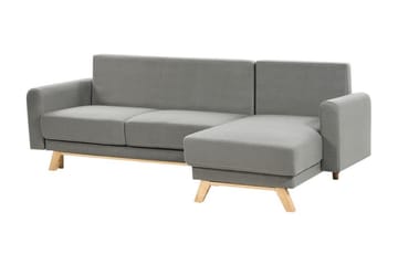 Faustin Hörnbäddsoffa 3-sits - Grå/Ljust trä - Möbler - Soffa - Bäddsoffa - Hörnbäddsoffa