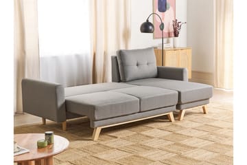 Faustin Hörnbäddsoffa 3-sits - Grå/Ljust trä - Möbler - Soffa - Bäddsoffa - Hörnbäddsoffa