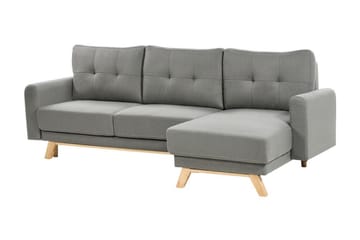 Faustin Hörnbäddsoffa 3-sits - Grå/Ljust trä - Möbler - Soffa - Bäddsoffa - Hörnbäddsoffa
