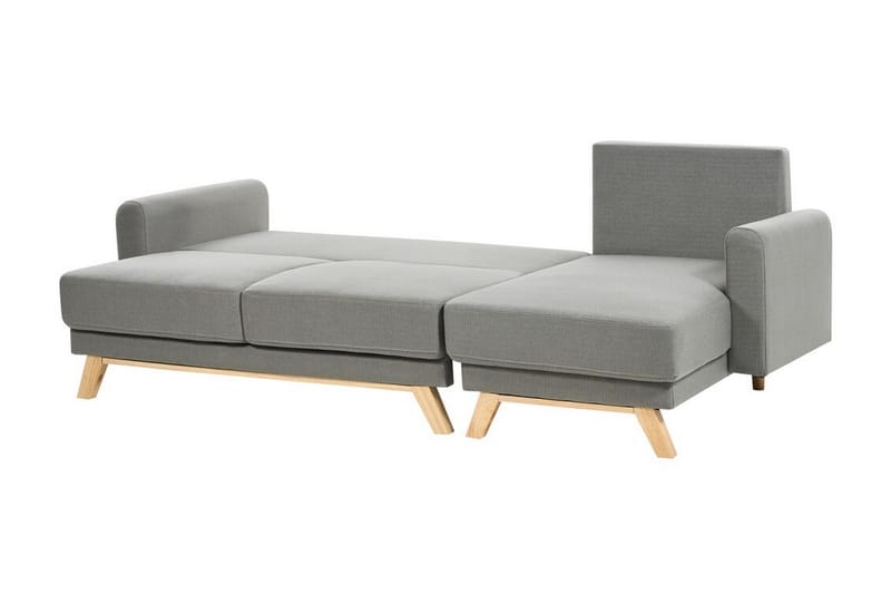 Faustin Hörnbäddsoffa 3-sits - Grå/Ljust trä - Möbler - Soffa - Bäddsoffa - Hörnbäddsoffa