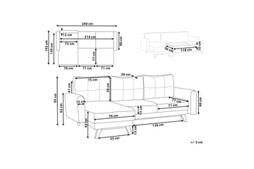 Faustin Hörnbäddsoffa 3-sits - Grå/Ljust trä - Möbler - Soffa - Bäddsoffa - Hörnbäddsoffa