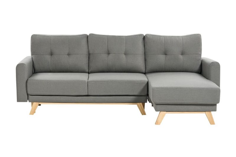 Faustin Hörnbäddsoffa 3-sits, Grå/Ljust trä