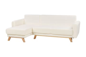 Faustin Hörnbäddsoffa 3-sits - Vit/Ljust trä - Möbler - Soffa - Bäddsoffa - Hörnbäddsoffa
