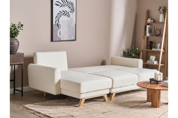 Faustin Hörnbäddsoffa 3-sits - Vit/Ljust trä - Möbler - Soffa - Bäddsoffa - Hörnbäddsoffa