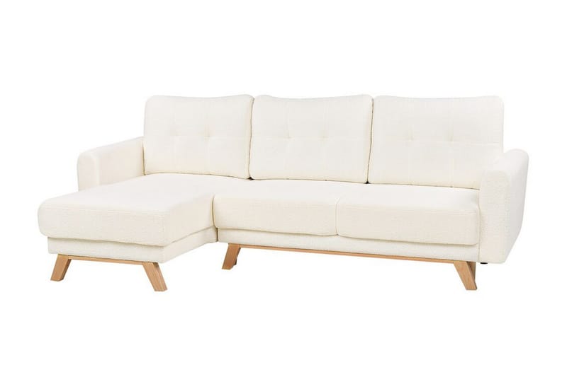 Faustin Hörnbäddsoffa 3-sits - Vit/Ljust trä - Möbler - Soffa - Bäddsoffa - Hörnbäddsoffa