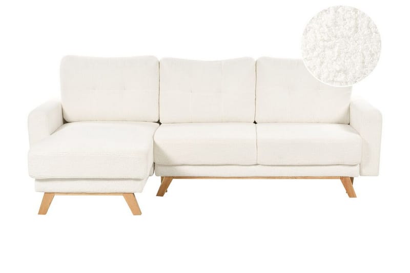 Faustin Hörnbäddsoffa 3-sits - Vit/Ljust trä - Möbler - Soffa - Bäddsoffa - Hörnbäddsoffa
