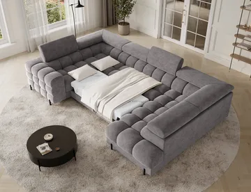 Fectory 6-sits Bubblig Hörnbäddsoffa med Schäslong och förvaring Höger - Aura 04 - Möbler - Soffa - Bäddsoffa - Hörnbäddsoffa