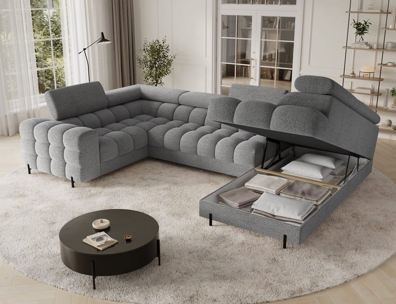 Fectory 6-sits Bubblig Hörnbäddsoffa med Schäslong och förvaring Höger - Royal 03 - Möbler - Soffa - Bäddsoffa - Hörnbäddsoffa