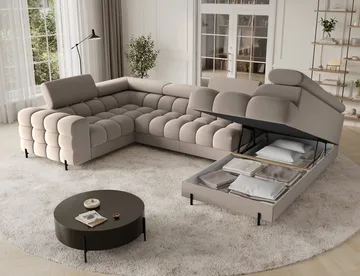 Fectory 6-sits Bubblig Hörnbäddsoffa med Schäslong och förvaring Höger - Sola 18 - Möbler - Soffa - Bäddsoffa - Hörnbäddsoffa