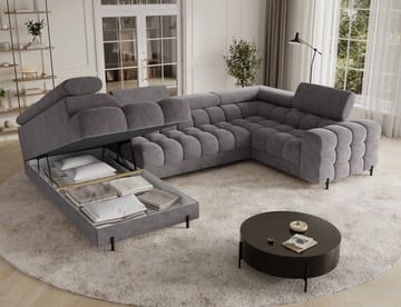 Fectory 6-sits Bubblig Hörnbäddsoffa med Schäslong och förvaring Vänster - Aura 04 - Möbler - Soffa - Bäddsoffa - Hörnbäddsoffa