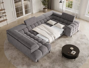 Fectory 6-sits Bubblig Hörnbäddsoffa med Schäslong och förvaring Vänster - Aura 04 - Möbler - Soffa - Bäddsoffa - Hörnbäddsoffa
