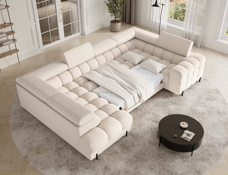 Fectory 6-sits Bubblig Hörnbäddsoffa med Schäslong och förvaring Vänster - Calmora 18 - Möbler - Soffa - Bäddsoffa - Hörnbäddsoffa