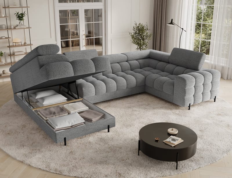 Fectory 6-sits Bubblig Hörnbäddsoffa med Schäslong och förvaring V änster - Royal 03 - Möbler - Soffa - Bäddsoffa - Hörnbäddsoffa