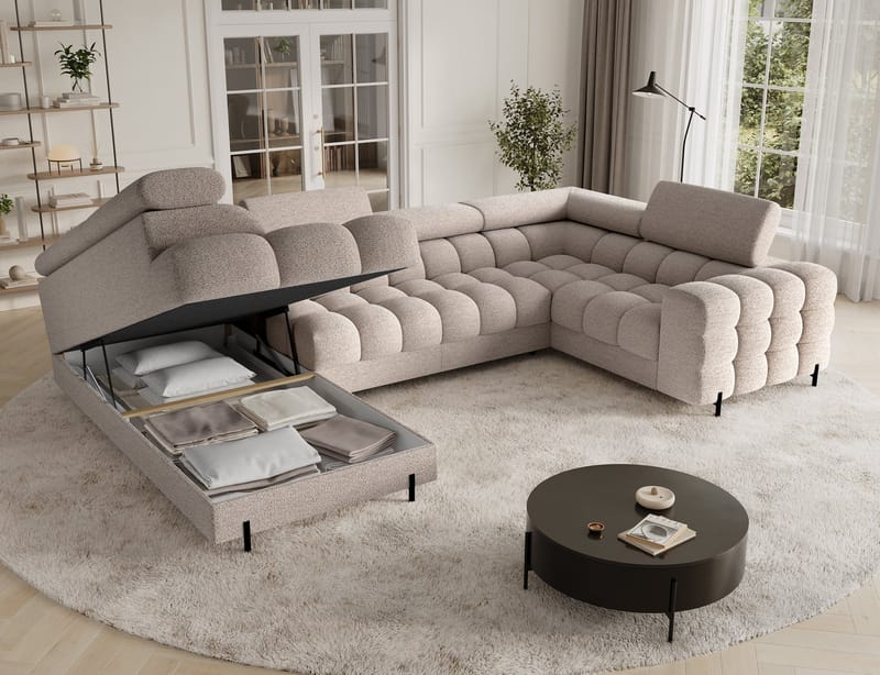 Fectory 6-sits Bubblig Hörnbäddsoffa med Schäslong och förvaring Vänster - Royal 18 - Möbler - Soffa - Bäddsoffa - Hörnbäddsoffa