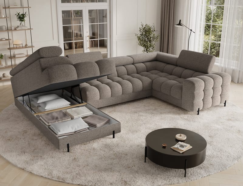 Fectory 6-sits Bubblig Hörnbäddsoffa med Schäslong och förvaring Vänster - Royal 20 - Möbler - Soffa - Bäddsoffa - Hörnbäddsoffa